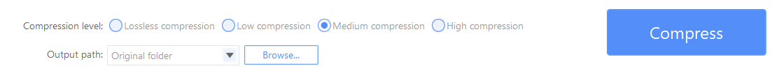 Compression level selector showing the quality slider