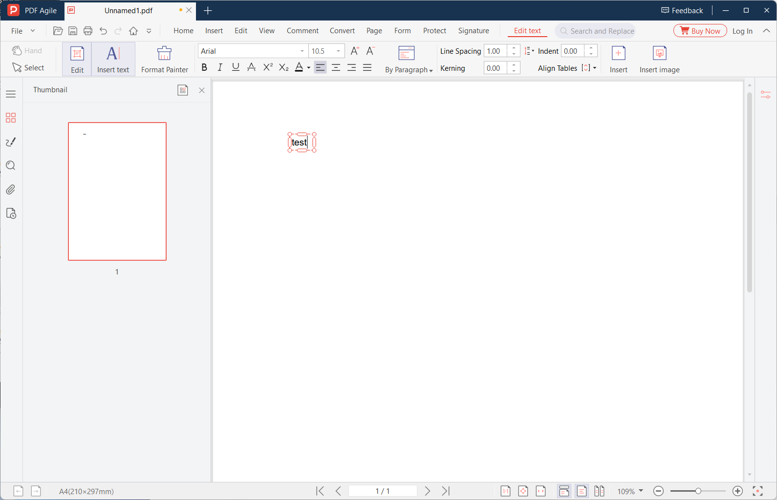 Selecting the Edit Text tool from the toolbar
