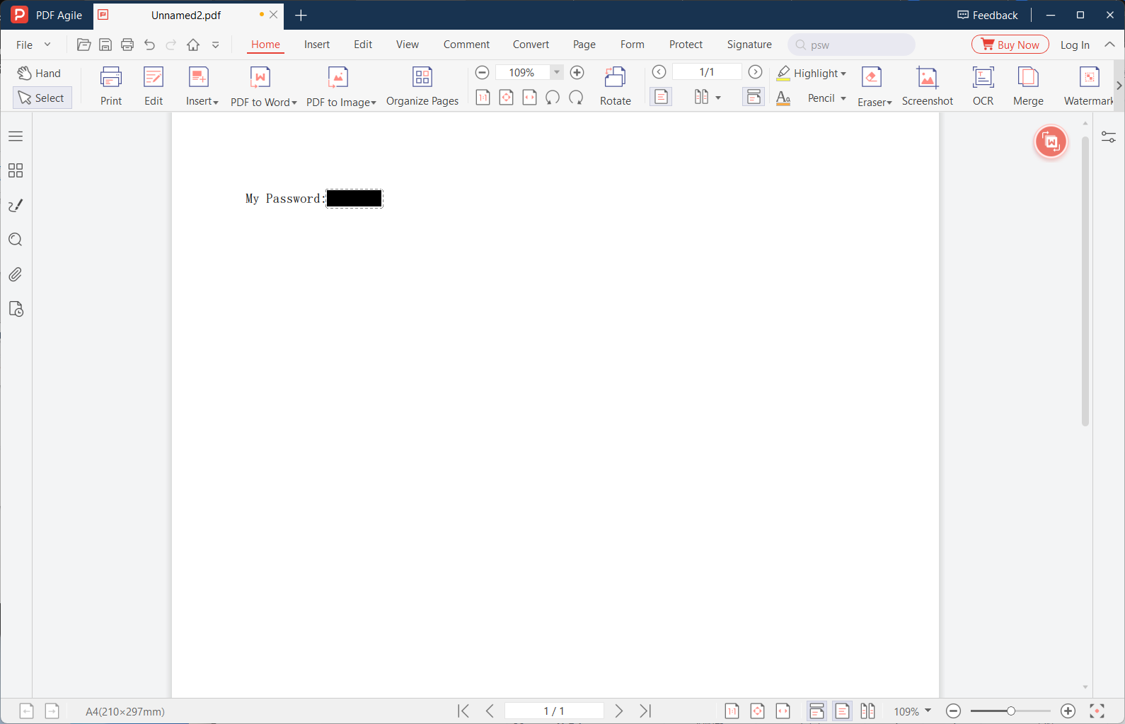 Verification step: trying to select text in redacted area showing nothing is selectable